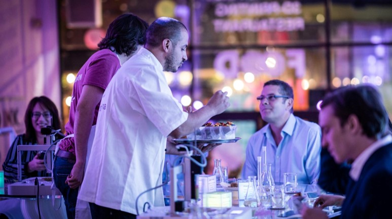 A picture from Food Ink pop up restaurant in London (2016), co-organized by byFlow